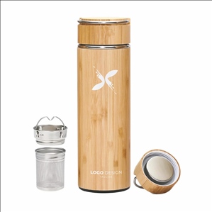 Bamboo Water Bottle Insulated Tea Tumbler for Men Birthday Gift Ideas for Women Travel Tea Set